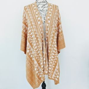 Open Front Cotton Poncho Top Sweater Medium